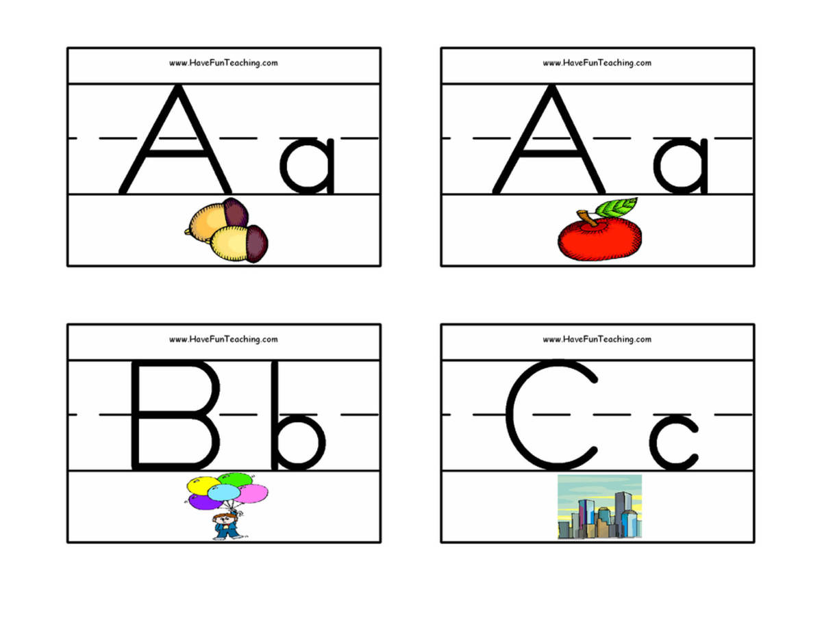 An educational teaching resource from Have Fun Teaching entitled Zaner Bloser Pictures Alphabet Flash Cards downloadable at Teach Simple.