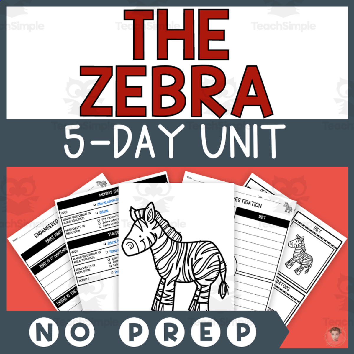 An educational teaching resource from Heather Huhman entitled Zebra Unit Study (Endangered Animals Lesson Plan, Videos, Activities) downloadable at Teach Simple.