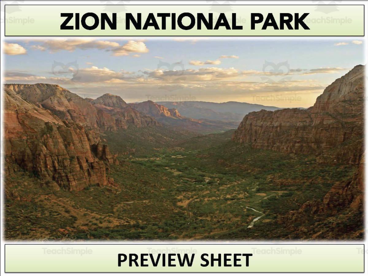 An educational teaching resource from Mr Gray History entitled Zion National Park Geography Unit downloadable at Teach Simple.