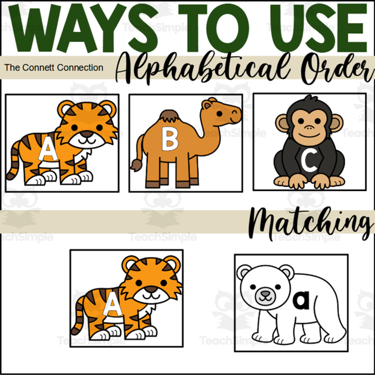 An educational teaching resource from The Connett Connection entitled Zoo Alphabet Cards downloadable at Teach Simple.