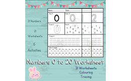 0 to 20 Numbers worksheets - Practice with 6 Activities on each number