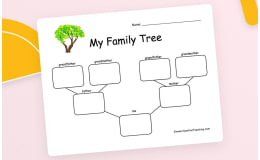 1-Child Family Tree Worksheet for Kids