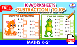 10 SUBTRACTION WORKSHEETS | Tables 1 to 10