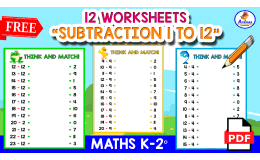 12 MATCHING SUBTRACTION WORKSHEETS | Animal Theme