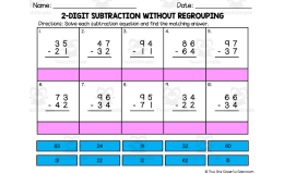 2-Digit Subtraction Without Regrouping – Worksheet