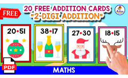 20 ADDITION CARDS OF 2-DIGIT ADDITION EXERCISES | CHRISTMAS THEMED