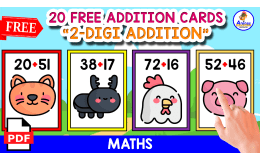 20 FLASHCARDS WITH 2-DIGIT ADDITION | NATURE THEMED
