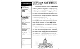 2nd Grade Reading Packet – Government & Laws