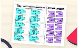 3-Digit Subtraction with Regrouping – Match Worksheet