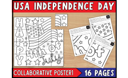 4th Of July Collaborative  Coloring Poster | Independence Day Poster