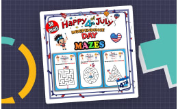 4th of July Mazes Kindergarten - Preschool | Independence Day Mazes