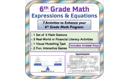 6th Grade Math: Expressions and Equations Bundle: 7 Activities