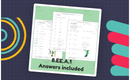 8th Grade Math: Worksheet on Powers / Integer Exponents