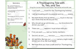 A Thanksgiving Tale with To, Too, & Two