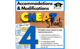 Accommodations and Modifications Cheat Sheets