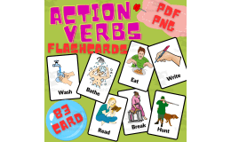 Action Verbs Flashcards in English - ESL Classroom Labels