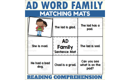 AD Word Family Sentence Reading Comprehension Matching Mat