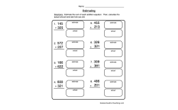 Adding and Estimation Worksheet – Round & Sum