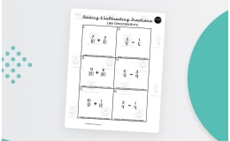 Adding & Subtracting Fractions Math Worksheets