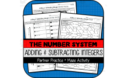Adding & Subtracting Integers PARTNER PRACTICE & MAZE ACTIVITIES