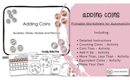 Adding Coins, Printable Worksheets For Automaticity