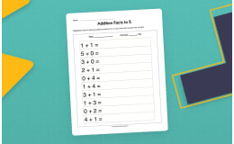 Adding Facts to 5 Worksheet