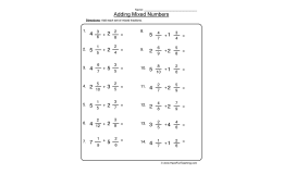 Adding Mixed Numbers Worksheet
