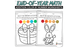 Addition Color by Number Worksheets: End-of-Year Math Activities