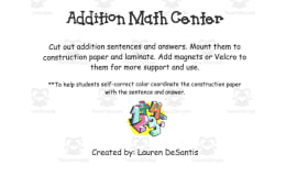 Addition Math Center