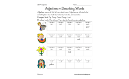 Adjective Five Senses Worksheet