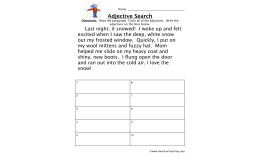 Adjectives Snow Story Worksheet