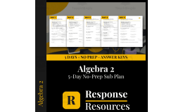 Algebra 2 Emergency Sub Plans - 5 Days Self-Checking Worksheets