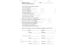 Algebraic Expressions (Writing and Labeling) Guided Notes + Homework Set