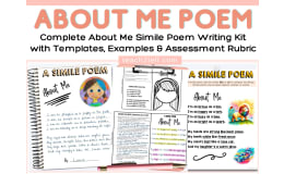All About Me Bio Poem Simile Writing Getting to Know You Activity