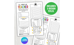 All About My Teacher, Teacher Favorite Thing Form, First Day Of School