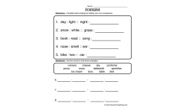 Analogies Word Bank Worksheet