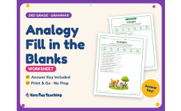 Analogy Fill in the Blanks Worksheet – 3rd Grade Analogies Practice