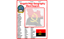 Angola Map Geography Word Search 2rd 3th 4th 5th Grade worksheet