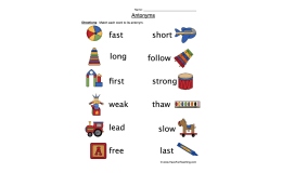 Antonyms Matching Pictures Worksheet