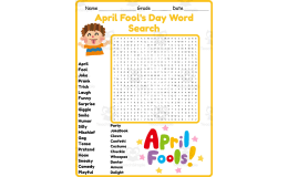 April Fool's Day Word Search 2nd 3rd 4th 5th Grade Worksheet Activity