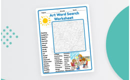 art Word Search 2nd, 3rd, 4th & 5th Grades Worksheet Activity