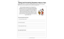 Asking and Answering Questions about a Text Worksheet