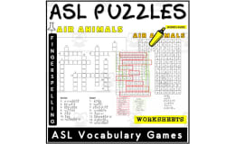 ASL Fingerspelling Vocabulary Crossword Wordsearch