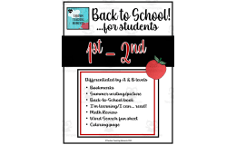 Back to School Packet for 1st + 2nd Grade