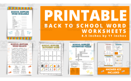 Back to School Printable Word Search Worksheets