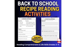 Back to School Recipe Reading Activities Reading Comprehension