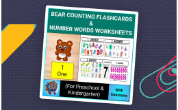 Bear Counting Flashcards and Number Words Worksheets for Pre-K & KG