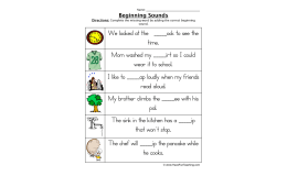 Beginning Sounds Fill in the Blank Worksheet