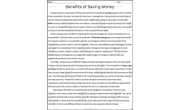 Benefits of Saving Reading Packet