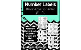 Black and White Number Labels